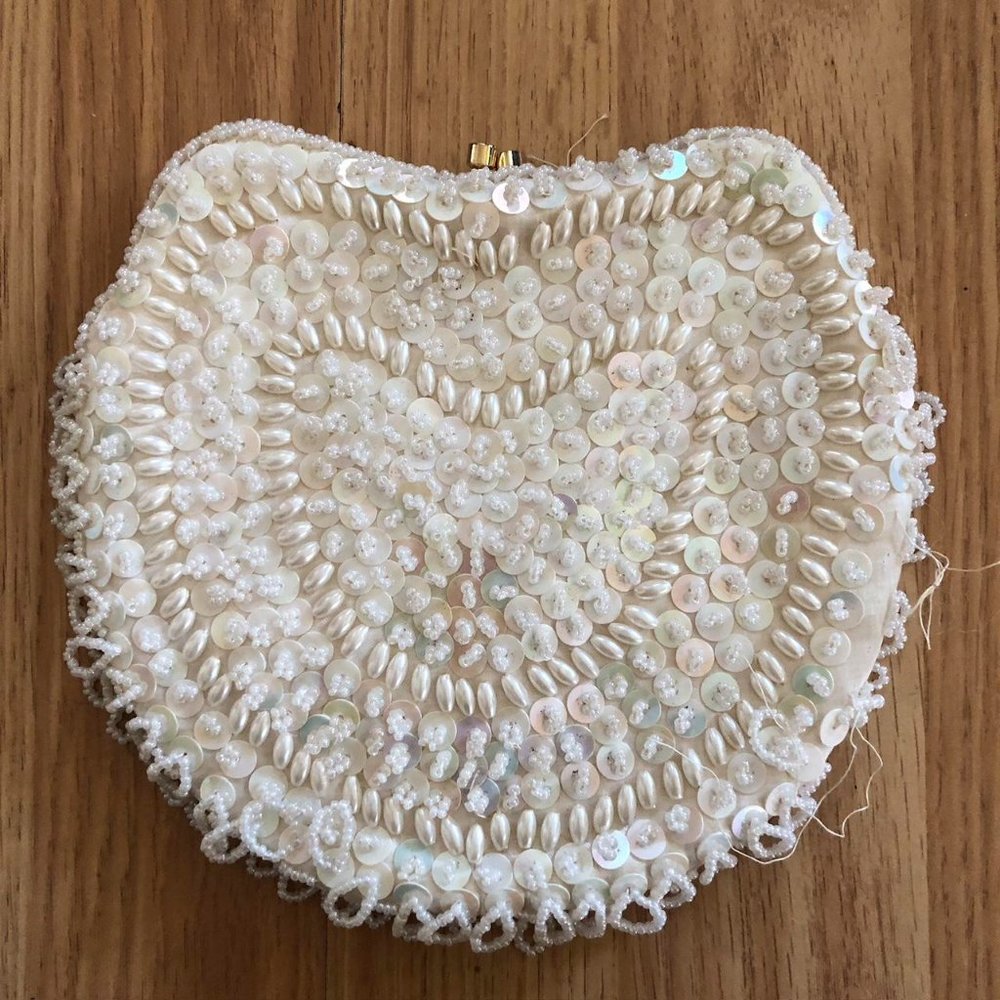 Vintage Cream Beaded Purse